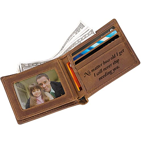 Kullder Mens Leather Wallet Engraved Dad Personalized Gift for Fathers Day, Christmas, Birthday - Best Dad Ever - Image 3