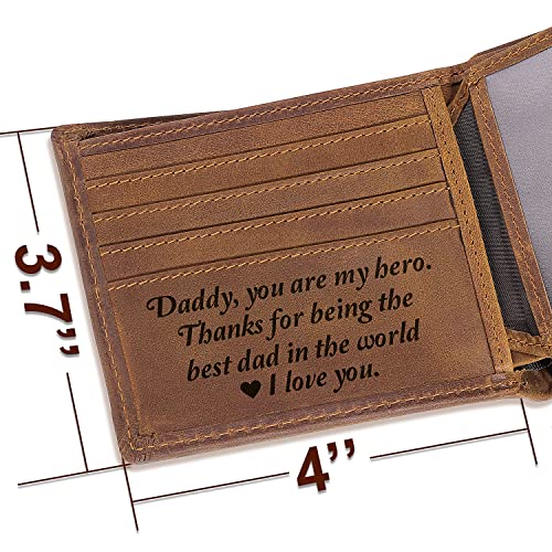 Kullder Mens Leather Wallet Engraved Dad Personalized Gift for Fathers Day, Christmas, Birthday - Best Dad Ever - Image 2