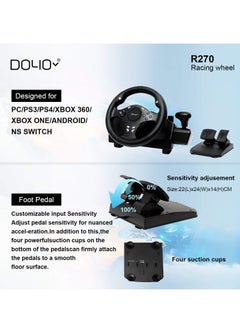 DOYO Gaming Racing Wheel, Steering Wheel for PC, 270 Degree Driving Force Sim Game Steering Wheel with Responsive Gear and Pedals for PC/PS3/PS4/XBOX ONE/XBOX 360/Nintendo Switch/Android  - Image 2