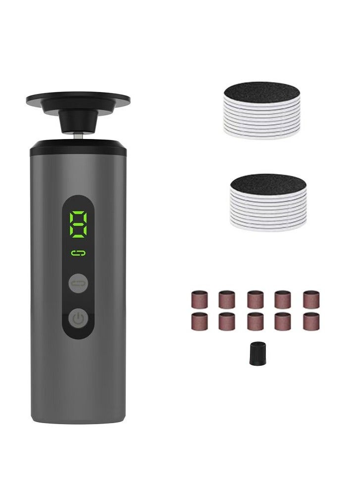 إيفرين مزيل مسامير القدمين الكهربائي، محمول وقابل لإعادة الشحن بقوة 1200 مللي أمبير/ساعة، 1-9 إعدادات سرعة قابلة للتعديل، مبرد قدم كهربائي للعناية بالقدمين، العناية بالأظافر، للاستخدام المنزلي وأثناء السفر (أسود) - Image 1