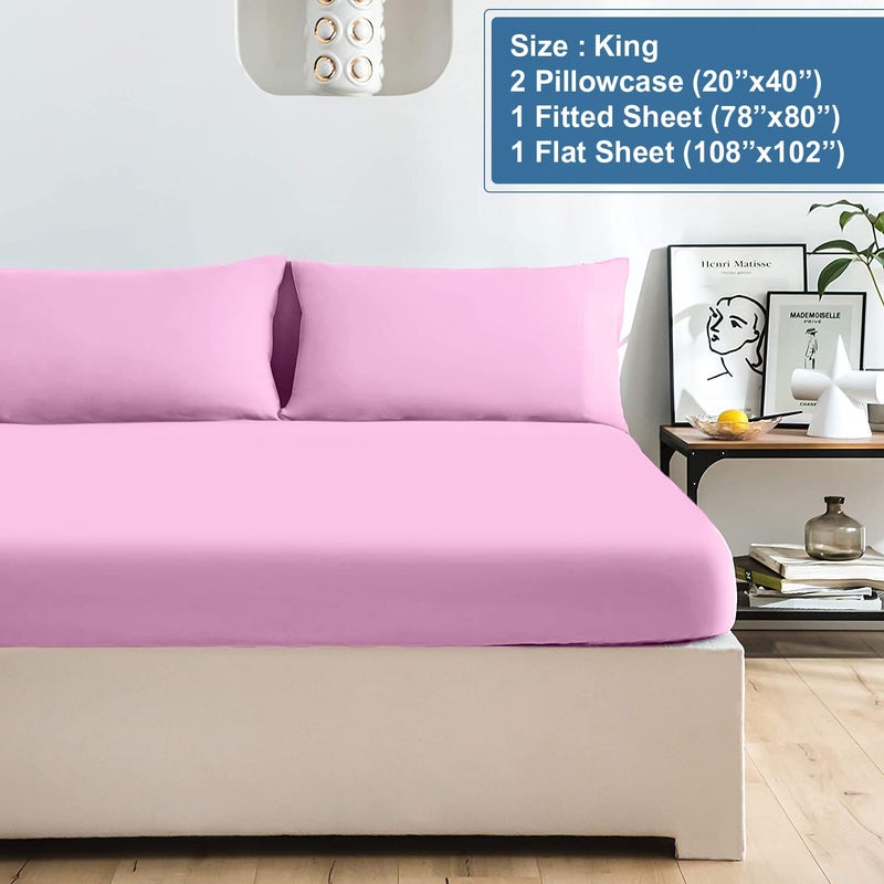 DAN RIVER DAN RIVER California King Jersey Sheet Set|Luxury Heather 100% Cotton Bed Sheets|T-Shirt Sheets|All Season Bedding|Soft Comfortable Deep Pocket Jersey Cotton Bed Sheets (4Pc  Cal King  Pink)  - Image 3