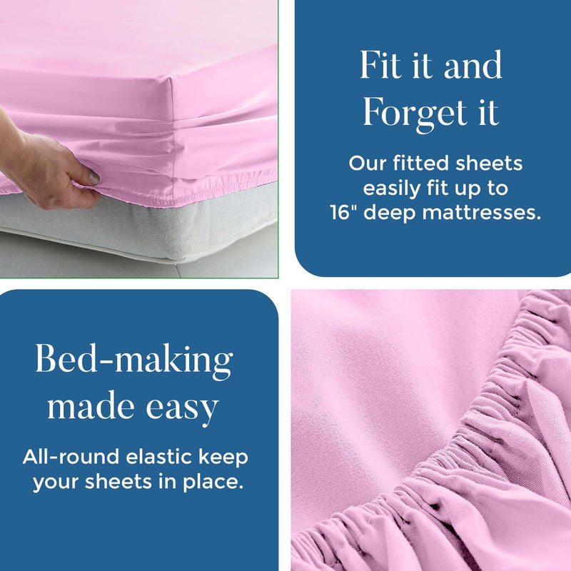 DAN RIVER DAN RIVER California King Jersey Sheet Set|Luxury Heather 100% Cotton Bed Sheets|T-Shirt Sheets|All Season Bedding|Soft Comfortable Deep Pocket Jersey Cotton Bed Sheets (4Pc  Cal King  Pink)  - Image 4