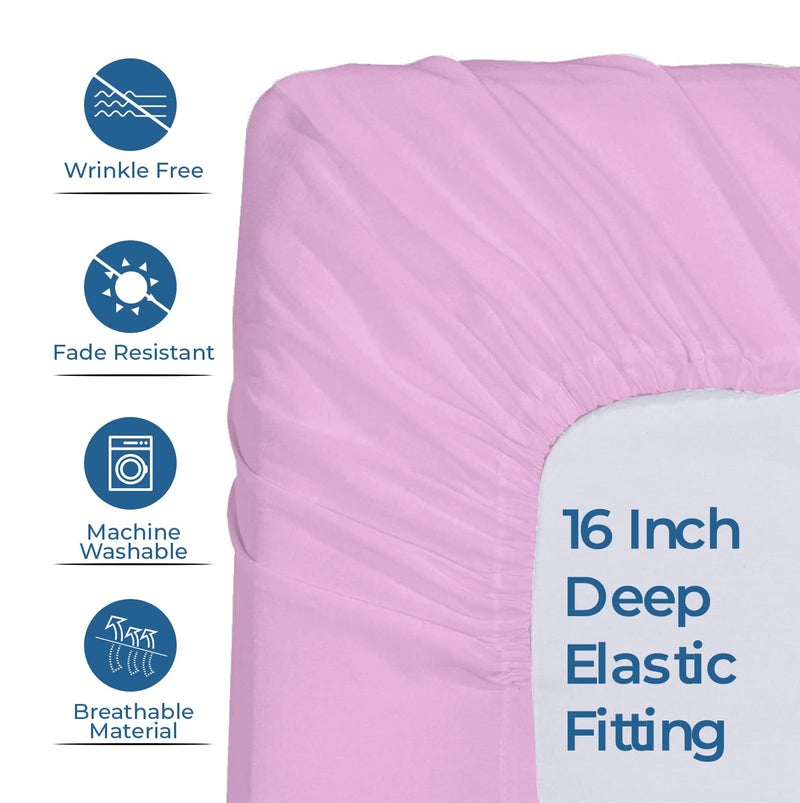 DAN RIVER DAN RIVER California King Jersey Sheet Set|Luxury Heather 100% Cotton Bed Sheets|T-Shirt Sheets|All Season Bedding|Soft Comfortable Deep Pocket Jersey Cotton Bed Sheets (4Pc  Cal King  Pink)  - Image 5