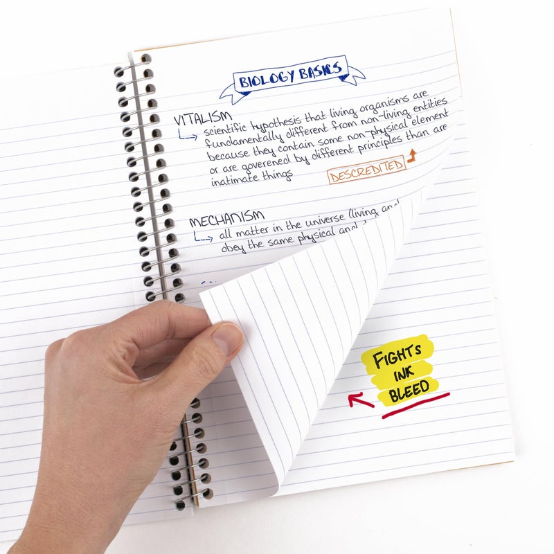 Five Star Spiral Notebook, 2 Subject, College Ruled Paper, 6" x 9-1/2", 80 Sheets, Fights Ink Bleed, Water Resistant Cover, Gray (840029AA3-ECM) - Image 3