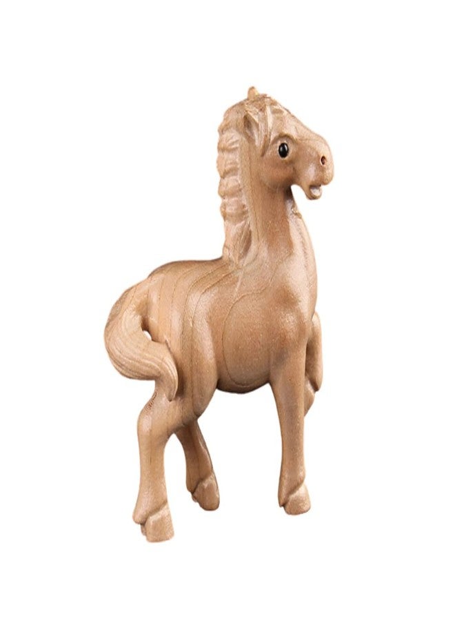 DMtse Hand Carved Natural Wood Horse Statue Sculpture Animal Figurine Brings Good Lucky for Attract Wealth Collectibles Gift - Image 2