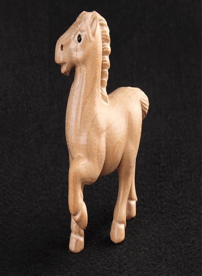 DMtse Hand Carved Natural Wood Horse Statue Sculpture Animal Figurine Brings Good Lucky for Attract Wealth Collectibles Gift - Image 4