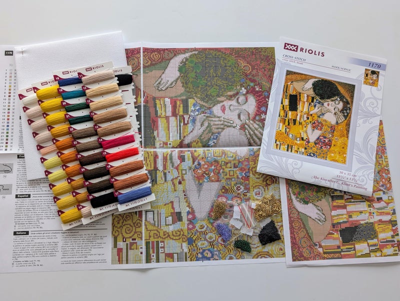RIOLIS - The Kiss After G. Klimt 1170, Valentine Cross Stitch Kit 11,81"x13,78", Cross Stitch Kits for Beginners & Advanced, Crossstitching Kits Adult, Counted Stitching Kits, Valentine Embroidery Kit - Image 5