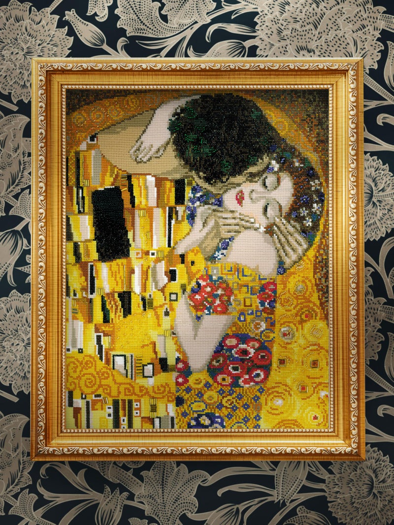 RIOLIS - The Kiss After G. Klimt 1170, Valentine Cross Stitch Kit 11,81"x13,78", Cross Stitch Kits for Beginners & Advanced, Crossstitching Kits Adult, Counted Stitching Kits, Valentine Embroidery Kit - Image 2