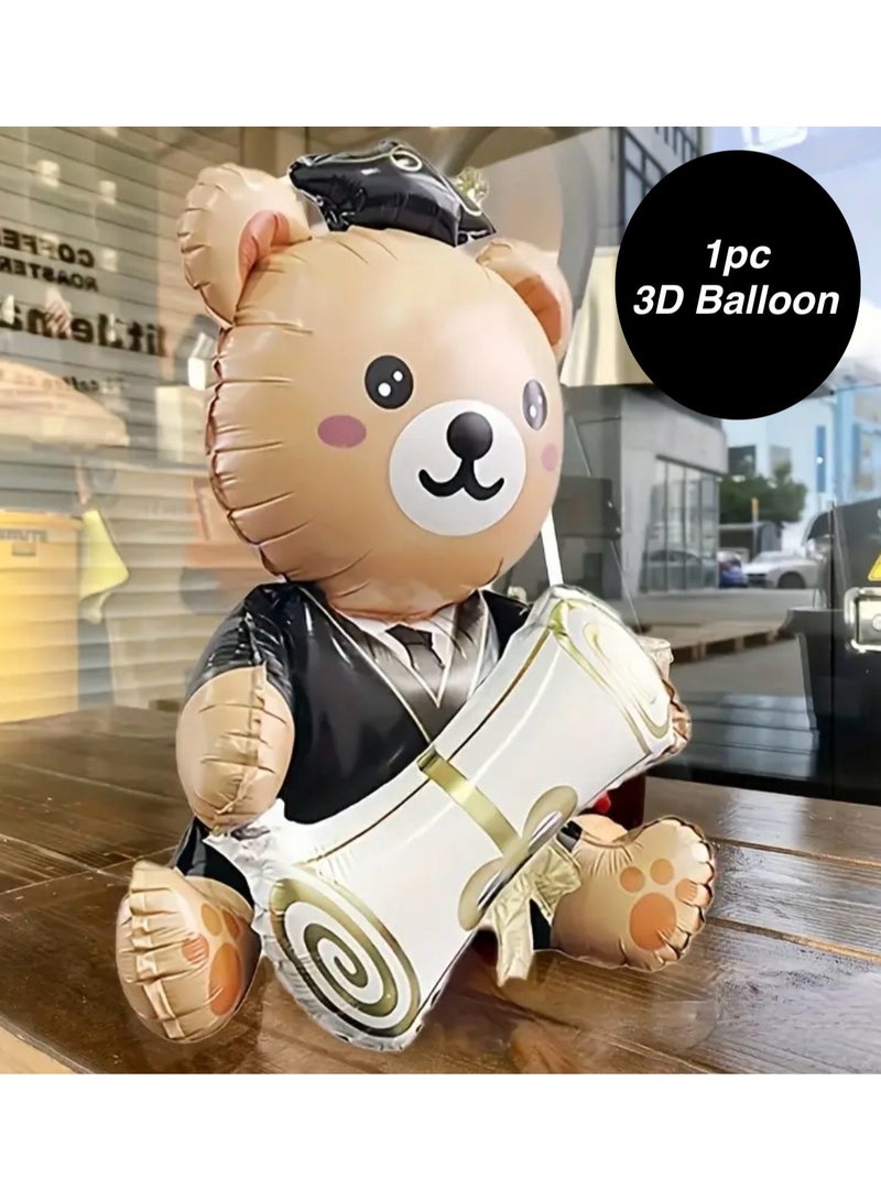 Graduation Bear 3D Balloon Celebration, Large Teddy for him her Surprise Gift Idea, Congratulations End of School Class 2025 University College Boys Girls Women Men Present - Image 2