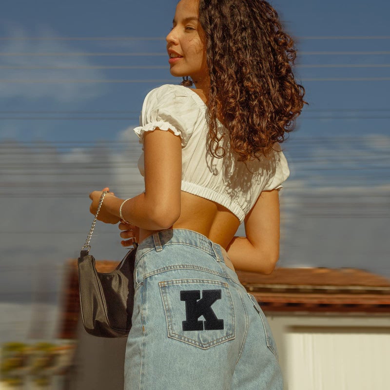 Jutom 104 Pcs Chenille Letters Patches Iron on Large 3.2 H x 2.4 W College Letters Patches Embroidered Trimmed Preppy Alphabet for Clothing Repairing(Black) - Image 4