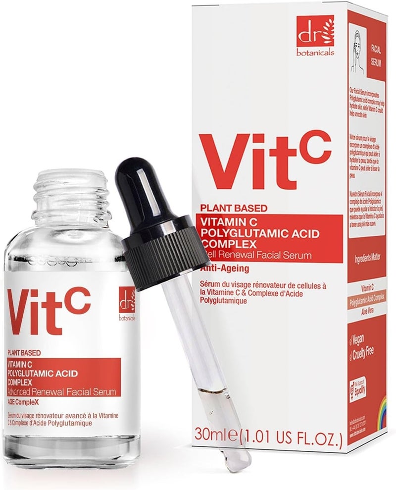Dr BOTANICALS Anti Aging Facial Serum With 3 Vitamin C 1 Polyglutamic Acid Complex Hydration Wrinkle Reduction and Youthful Radiance in One Bottle Luxury AntiAging Skincare