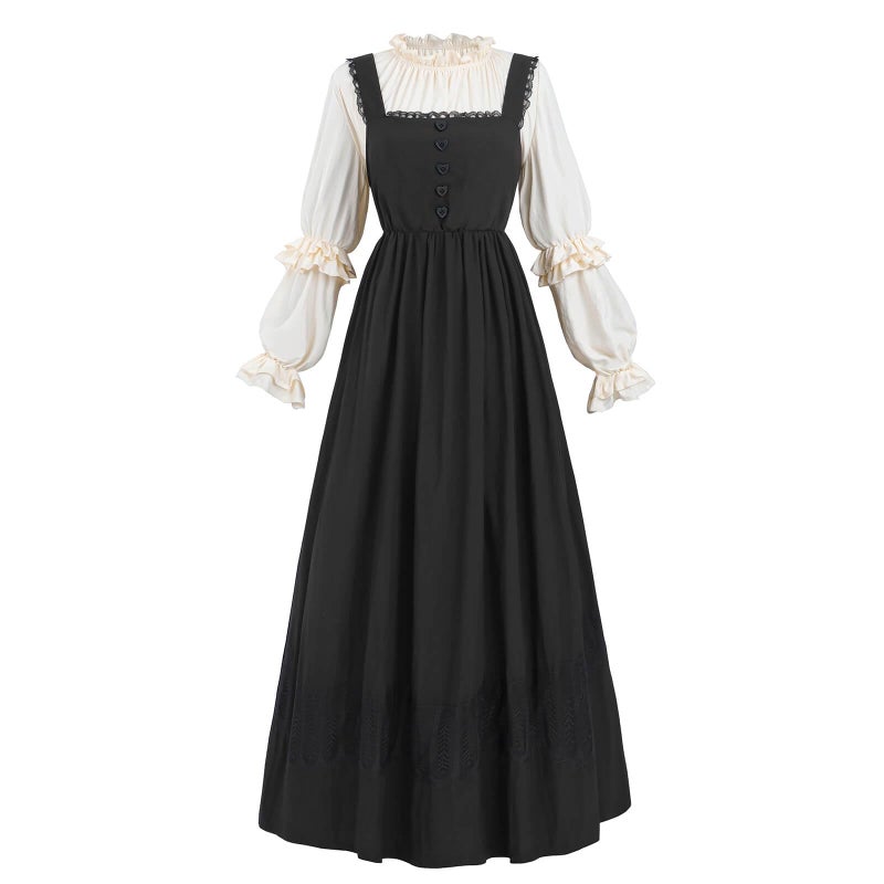 Nuoqi Women Victorian Dress Costume 1800s Edwardian Dress 2-Piece Victorian Top with Dress, Large - Image 1