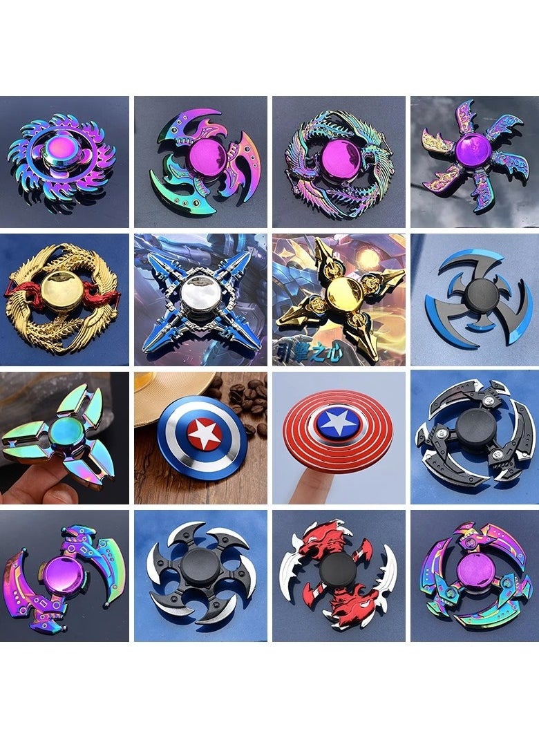 null - Cool Shaped Fidget Spinner Multicolored Durable And Good Spin Time For Adults Kids 7x7x1cm - Image 1