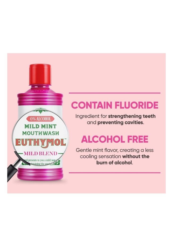 Euthymol Mild Mint Mouthwash Alcohol-Free with Fluoride – Gentle & Fresh Breath – 500ml - Image 2