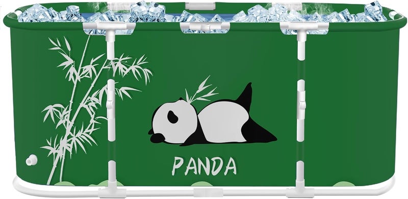 STARBRILLIANT Ice Bath Tub for Athletes, Oval Collapsible Hot Tub Portable Cold Plunge for Outdoor Garden Yard Gym, Adult Spa Freestanding Bathtub for Recovery (Panda) - Image 1