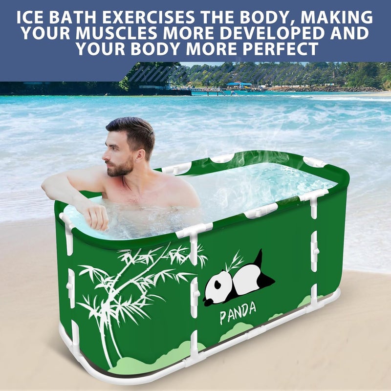 STARBRILLIANT Ice Bath Tub for Athletes, Oval Collapsible Hot Tub Portable Cold Plunge for Outdoor Garden Yard Gym, Adult Spa Freestanding Bathtub for Recovery (Panda) - Image 2
