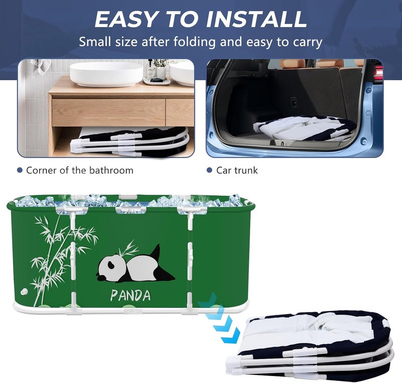 STARBRILLIANT Ice Bath Tub for Athletes, Oval Collapsible Hot Tub Portable Cold Plunge for Outdoor Garden Yard Gym, Adult Spa Freestanding Bathtub for Recovery (Panda) - Image 3