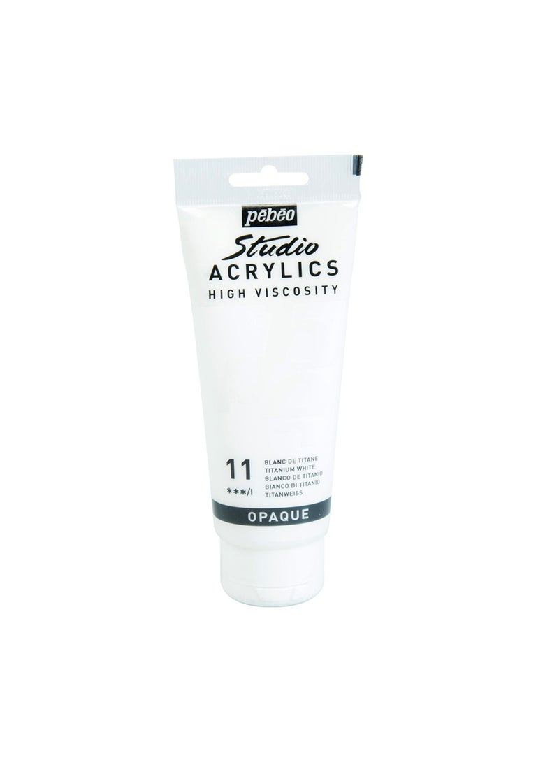 Pebeo Studio Acrylics Acrylic Paint Tube 100ml Content Titanium White - Image 1