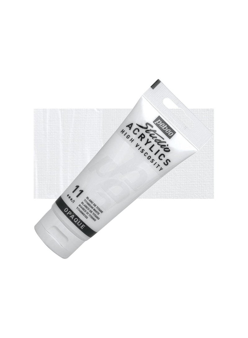 Pebeo Studio Acrylics Acrylic Paint Tube 100ml Content Titanium White - Image 3