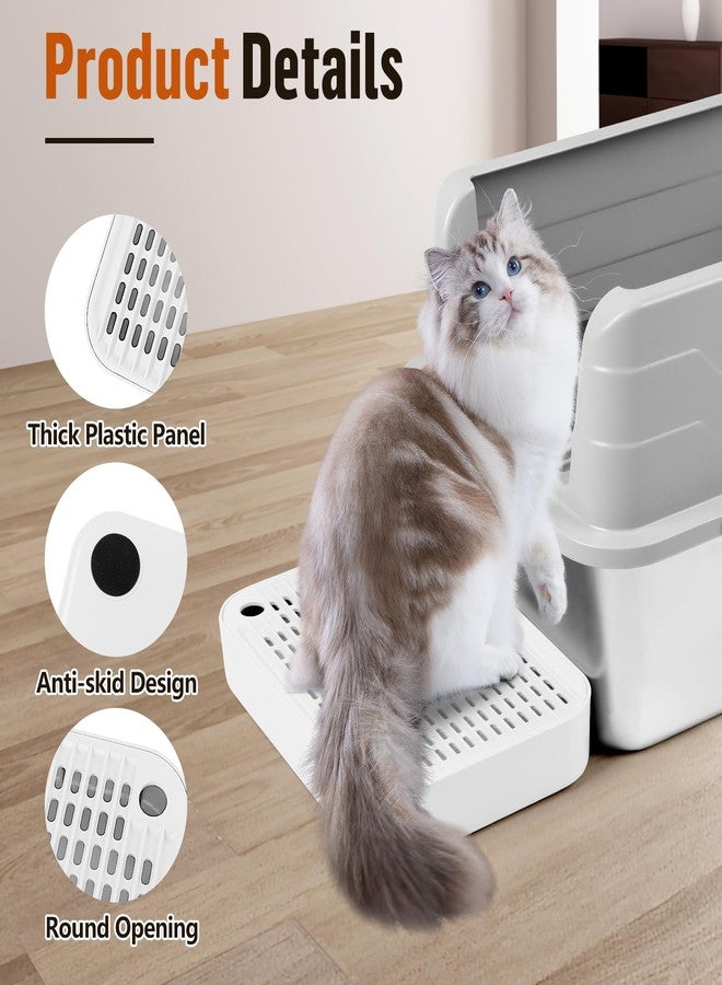 Bartuke Cat Litter Box Ramp Mat with Filter Function, Cat Step Pedal Stool for Self-Cleaning Litter Box, Easy to Clean, Ideal for Kitten & Elderly Cats (White) - Image 4
