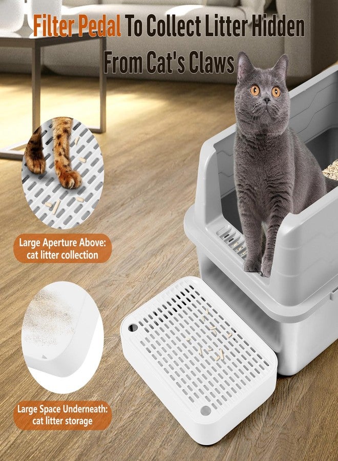 Bartuke Cat Litter Box Ramp Mat with Filter Function, Cat Step Pedal Stool for Self-Cleaning Litter Box, Easy to Clean, Ideal for Kitten & Elderly Cats (White) - Image 3