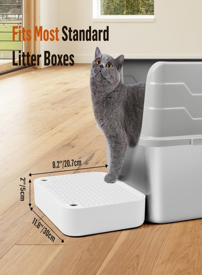 Bartuke Cat Litter Box Ramp Mat with Filter Function, Cat Step Pedal Stool for Self-Cleaning Litter Box, Easy to Clean, Ideal for Kitten & Elderly Cats (White) - Image 2
