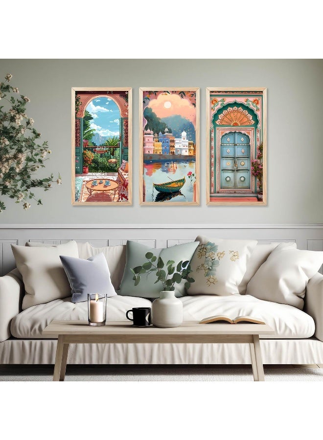 walllane Painting for Home Decoration |Traditional Indian Art Pichwai Wall Décor Paintings | Traditional Indian Art Pichwai Wall Décor Paintings Set of 3 (10X19 INCH, C) - Image 4