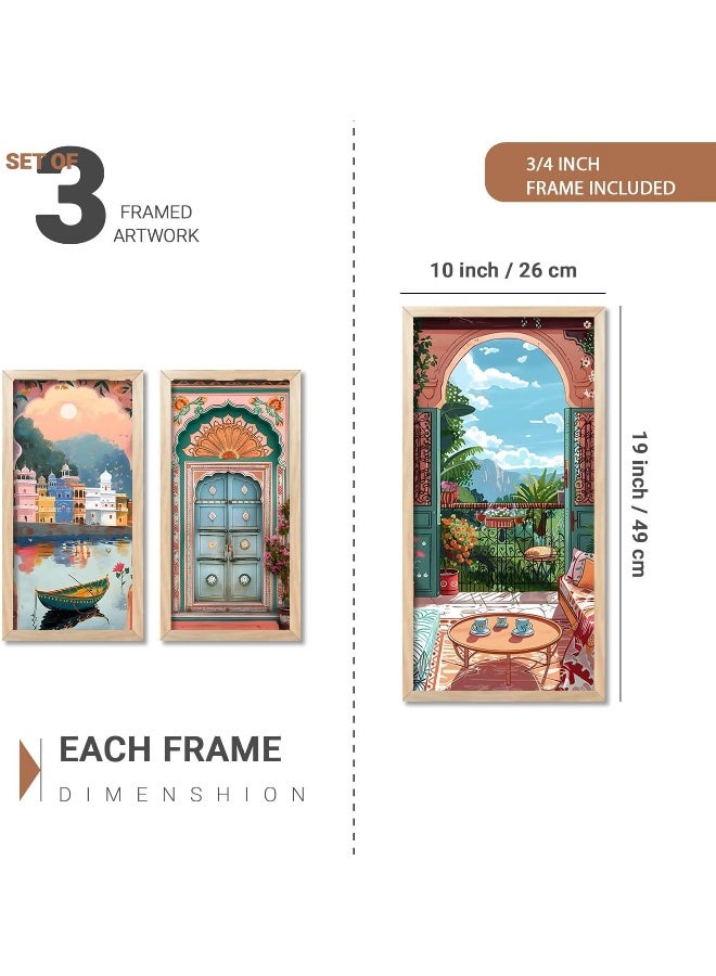 walllane Painting for Home Decoration |Traditional Indian Art Pichwai Wall Décor Paintings | Traditional Indian Art Pichwai Wall Décor Paintings Set of 3 (10X19 INCH, C) - Image 2