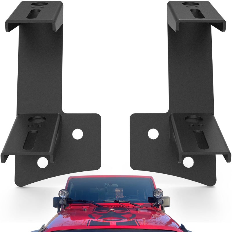 appacare appacare 2PCS Windshield Hinge Mounting Brackets Dual A-Pillar for Offroad LED Fog Light Work Light Brackets Compatible for 2007 2008 2009 2010 2011 2012 2013 2014 2015 2016 2017 Wrangler  - Image 1