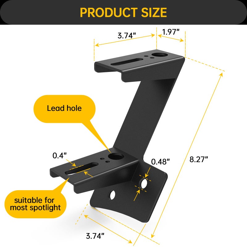 appacare appacare 2PCS Windshield Hinge Mounting Brackets Dual A-Pillar for Offroad LED Fog Light Work Light Brackets Compatible for 2007 2008 2009 2010 2011 2012 2013 2014 2015 2016 2017 Wrangler  - Image 2