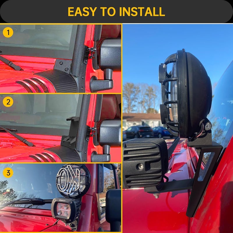 appacare حوامل مفصل الزجاج الأمامي appacare لجيب رانجلر - Image 5