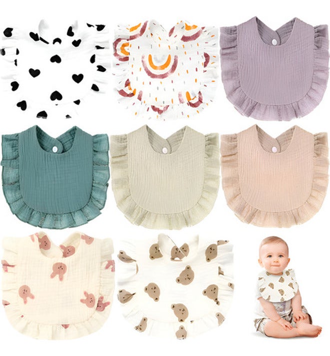 Set of 8 Unisex Cotton Baby Bibs