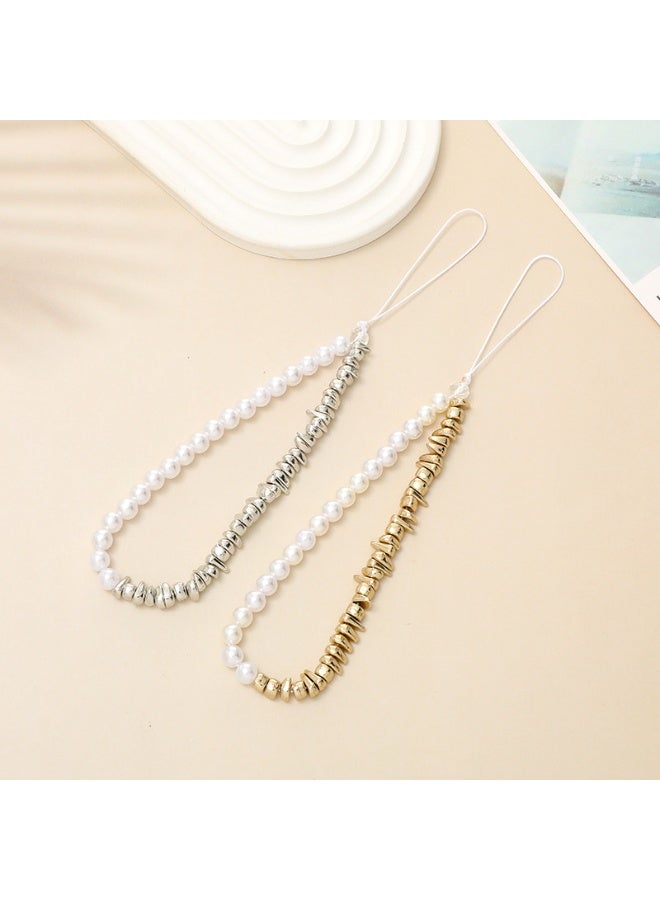 NIBEMINENT Phone Charm/ Chain Strap for Women Girls, Pearl Blade Cell Phone Case Lanyard Wrist Strap - Image 2