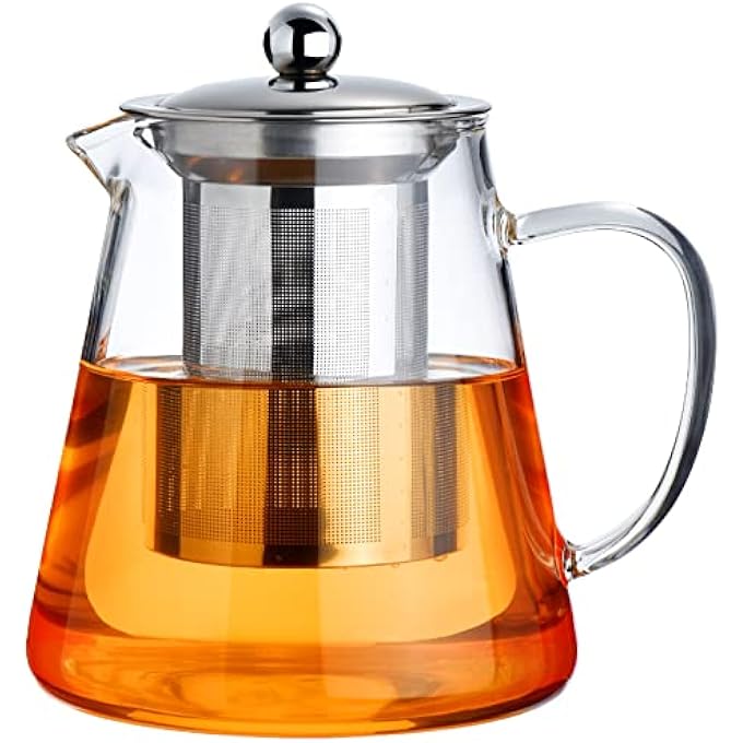 PARACITY Glass Teapot Stovetop With Borosilicate Clear Tea Kettle With Removable 188 Stainless Steel Infuser Teapot Blooming And Loose Leaf Tea Maker Tea Brewer For Camping Travel 550Ml - Image 2
