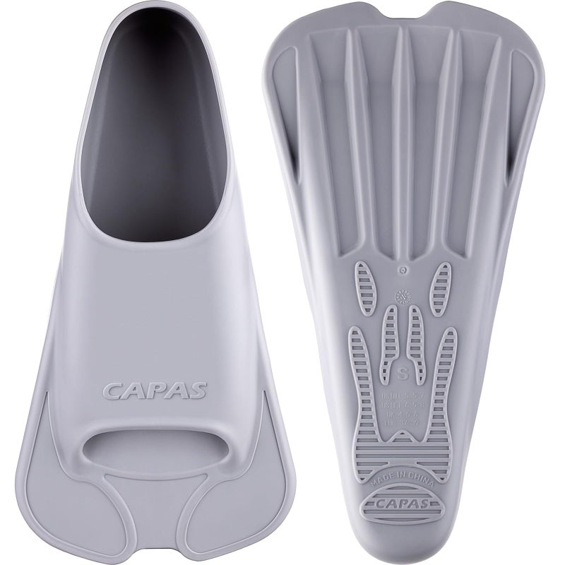 CAPAS Swim Training Fins Comfortable Silicone Lap Swimming Short Blade Floating Flippers with Mesh Bag for Adult Men Women Build Leg Strength - Image 1