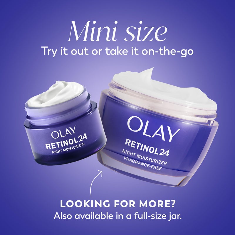 Olay Retinol 24 Face Moisturizer, Anti-Aging Night Cream for Women, Trial Size, Fragrance-Free, Non Greasy - Anti-Wrinkle, Smooth Fine Lines, Tightening Skin Care - Peptides, Glycerin, 0.5 Oz - Image 2