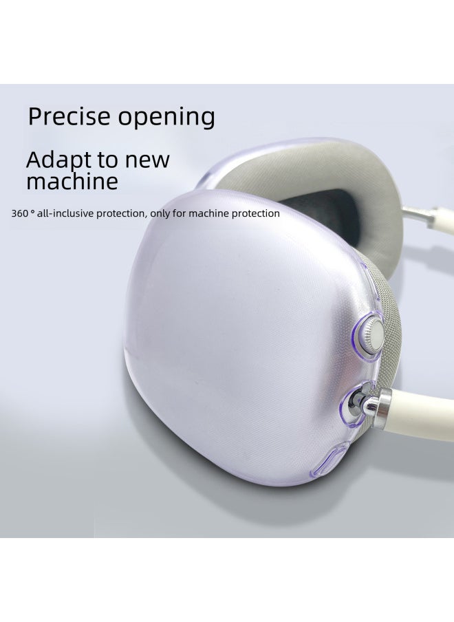 Generic - Applicable To Apple Air Pods Max Bluetooth Wireless Headset Transparent Soft Shell Headset Transparent Protective Cover-Color:Grey/Full Set Of Three Pieces-Model:air Pods Max Bag With White Pearl - Image 1