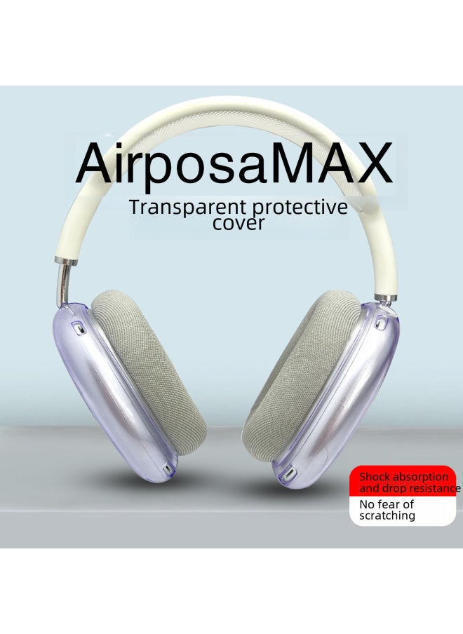 Generic - Applicable To Apple Air Pods Max Bluetooth Wireless Headset Transparent Soft Shell Headset Transparent Protective Cover-Color:Grey/Full Set Of Three Pieces-Model:air Pods Max Bag With White Pearl - Image 1