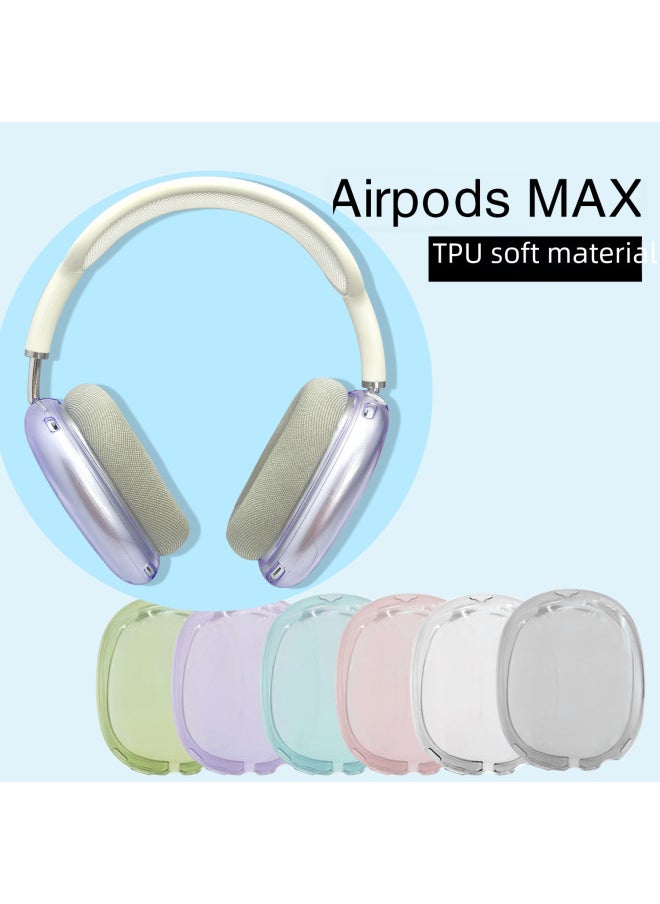 Generic - Applicable To Apple Air Pods Max Bluetooth Wireless Headset Transparent Soft Shell Headset Transparent Protective Cover-Color:Grey/Full Set Of Three Pieces-Model:air Pods Max Bag With White Pearl - Image 1