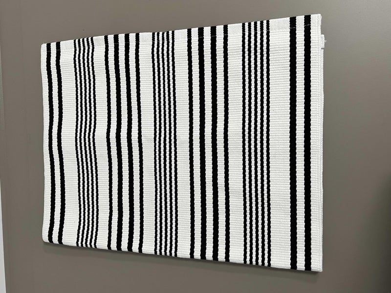 BUAGETUP Black and White Layered Doormat,27.5x43.3inch Striped Outdoor Rug Hand Woven Cotton Indoor Outdoor Rug for Porch Layered - Image 4