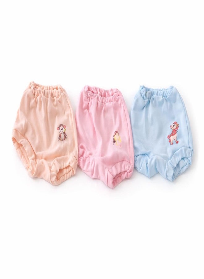 ONLINETREE 100% Cotton Baby Bloomers | Unisex Printed Bottoms for Infants & Toddlers | Soft & Comfortable | Elastic Fit Designs - Pack of 3 Multicolour Any Design Any Colour (IN, Age, 0 Months, 6 Months) - Image 1