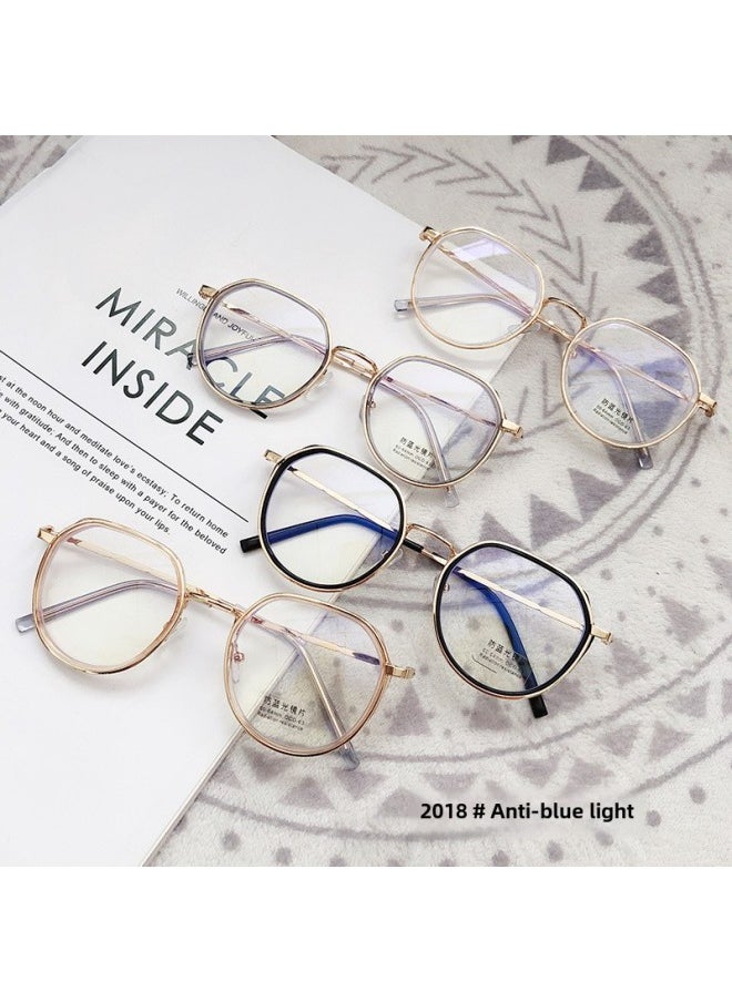Generic Korean Style Fashionable Anti-blue Light Glasses Frame Small Red Book Personalized Men And Women Artistic Student Glasses Fashionable Myopia Wholesale-Color:Transparent Gray Golden Edge-empty Rack  - Image 2