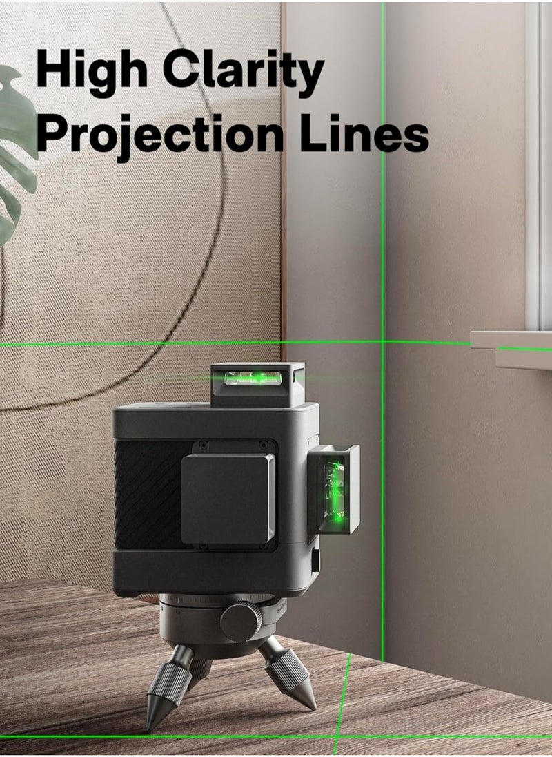 HOTO Laser Level Self-Leveling 3x360°, Green Laser Level Tool for Picture Hanging, Construction Work, 12 Straight Cross Lines, Remote Controller, Mini Tripod, IP54 Dustproof & Splashproof  - Image 4