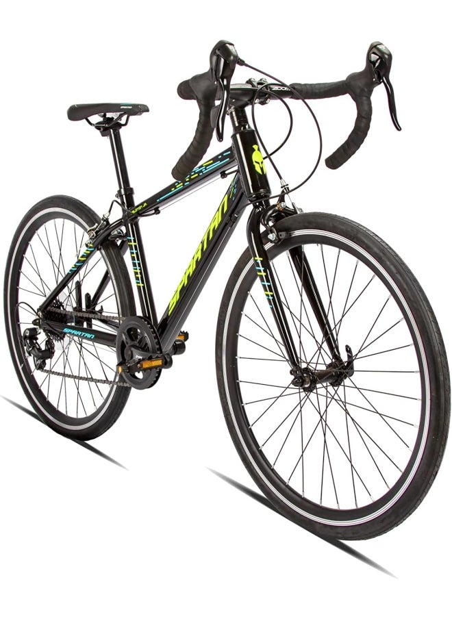 Spartan Jr Peloton Road Bicycle for Youth | 24 inch wheel size | 8 Speed Shimano gear| For teens and adults|Black  - Image 1
