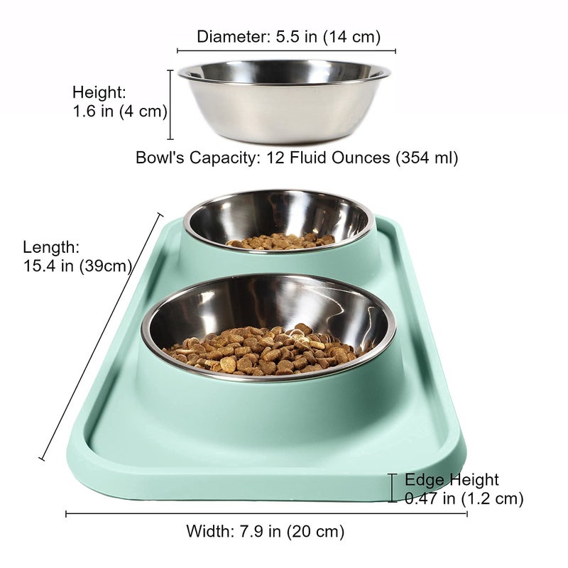 L.D.Dog Cat Food Bowls, Cat Bowls Non-Skid and Non-Spill Silicone Pads with PP Stand, Removable Stainless Steel Food and Water Dishes for Cats, Small Size Dogs - Image 5