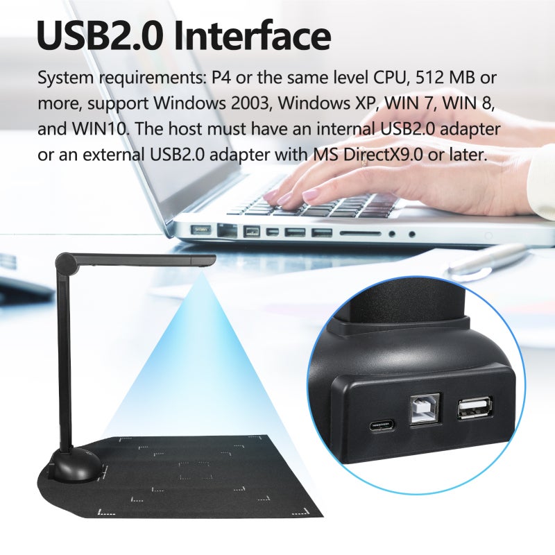 Document Camera: 16MP HD Auto-focus, A3/A4 Size Compatibility - Advanced OCR Software Book Scanner for Office, Educational Classroom Use - Image 5