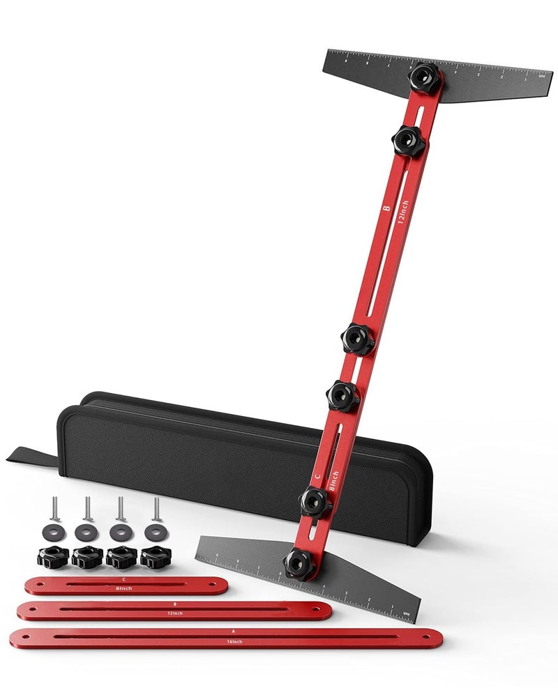 TANYO Stair Tread Template Tool, 8" to 60" Aluminum Stair Tread Jig for Accurately Measuring Angle, Length & Depth. Precision Stair Gauge Measuring Tool for Stairs, Floor, Cabinets - Image 1