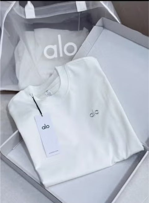 قميص Alo فضفاض لكل من الرجال والنساء، الصيف قصير الأكمام