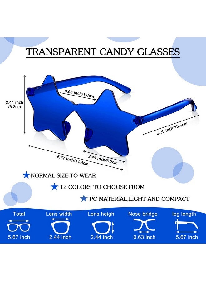 سندير 12 زوجًا من نظارات شمسية بدون إطار على شكل نجمة عيد الميلاد للنساء لحفلات الشتاء وإكسسوارات نجمة خماسية (أزرق كلاسيكي) - Image 2