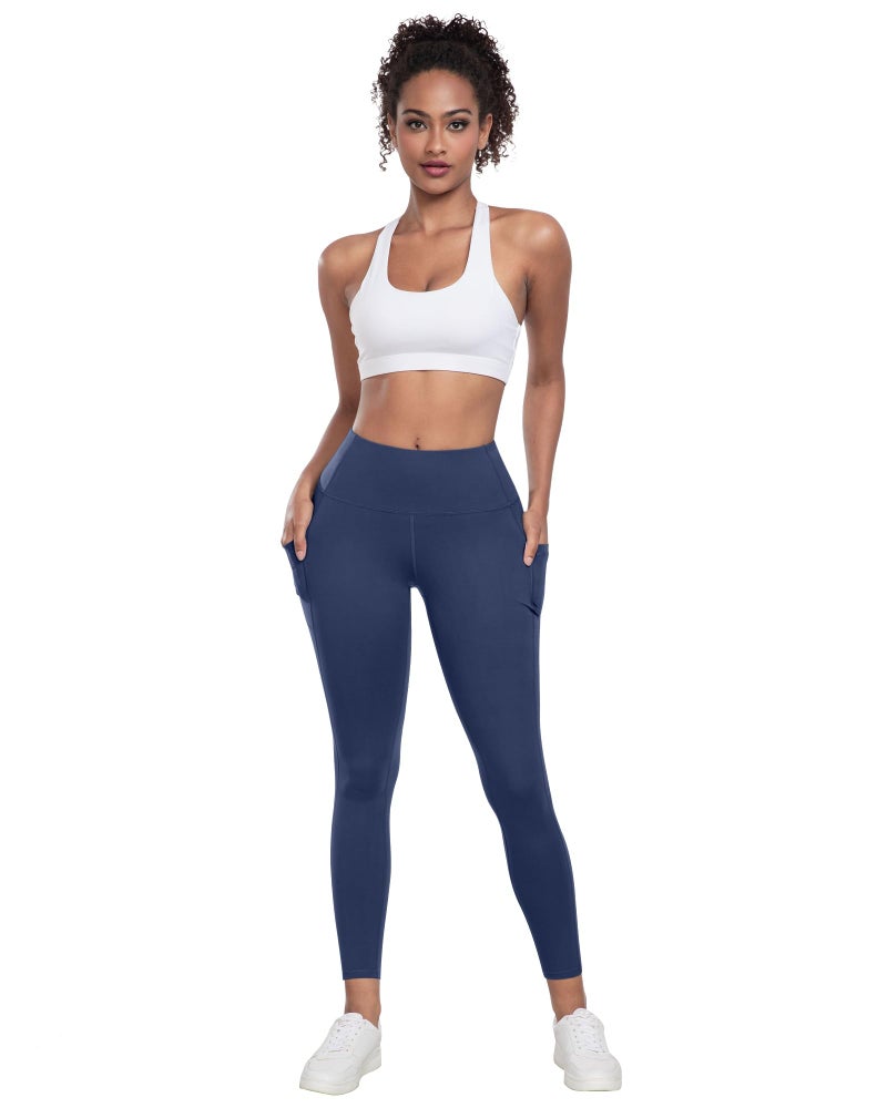 LZYVOO Leggings with Pockets for Women, 6 Packs Soft High Waisted Tummy Control Workout Yoga Pants(2Black2Gray2Navy-M) - Image 2